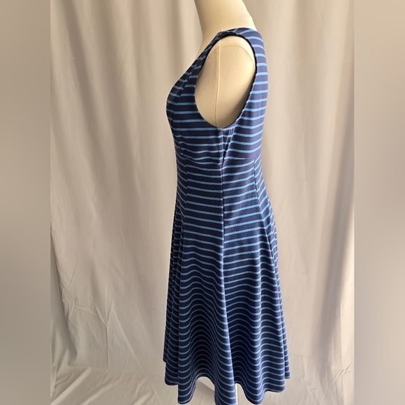 Peter Som Blue Striped Fit and Flare Sleeveless Dress Sz. 6 - Picture 4 of 11